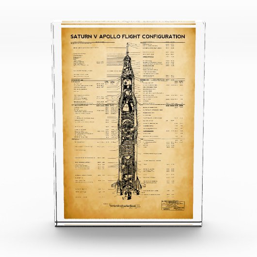 Bloc Photo Mission APOLLO Moon SATURN V Rocket Blueprint 1967 (Devant)