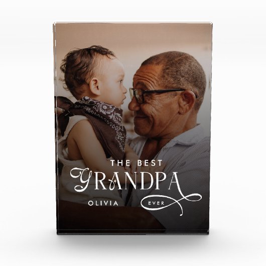 Bloc Photo Modern Best GrandPa Ever Photo Personalized Gifts (Devant)
