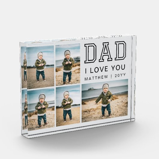Bloc Photo Modern Black and Gray Grid Collage I Love You Dad (Gauche)