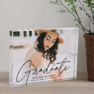 Bloc Photo Modern Graduate Black Script Graduation