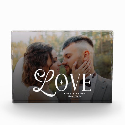 Bloc Photo Modern Love Custom Wedding Photo Couples Monogram (Devant)