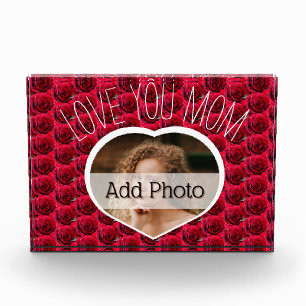 Bloc Photo Modern LOVE YOU MOM cadeau pour mère Heart Photo