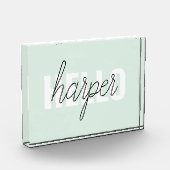 Bloc Photo Modern Pastel Mint Bonjour Et Vous Nom (Gauche)