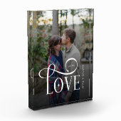 Bloc Photo Modern Script Love Custom Engaged Couples Photo (Gauche)