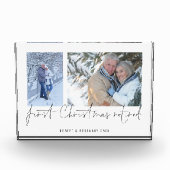 Bloc Photo Moderne 2 Photo Script Nom de la première Noël Ret (Devant)