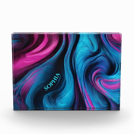 Bloc Photo Moderne Abstrait-bleu et rose- (Devant)