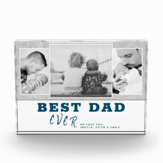 Bloc Photo Moderne Grey Meilleur papa Fête du Père 3 (Devant)