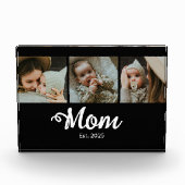 Bloc Photo Mom Established Modern Script Black 3 Photo Block (Devant)