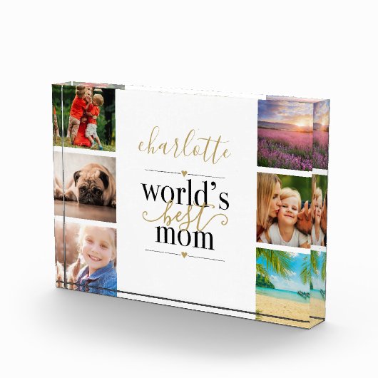 Bloc Photo Mondes Noir et Or Meilleur Maman Personnalisée 6 (Droite)