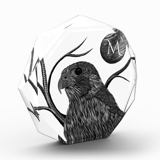 Bloc Photo Monogramme de Pleine lune de faucon (Gauche)