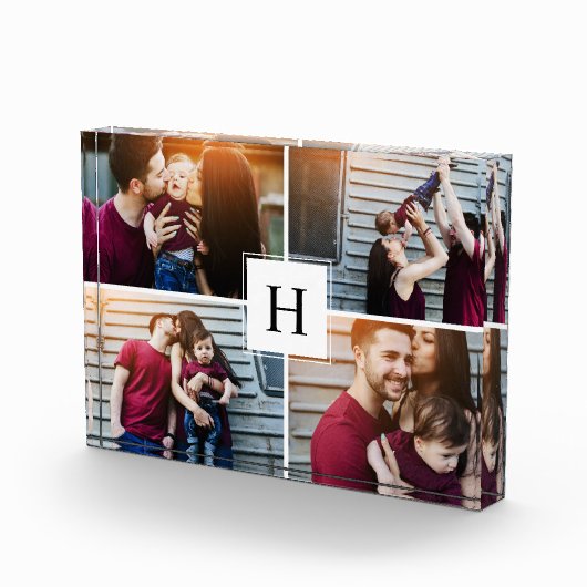 Bloc Photo Monogramme moderne Famille Photo Collage (Droite)