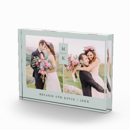 Bloc Photo Monogramme moderne | Sage Vert Deux (Droite)