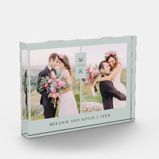 Bloc Photo Monogramme moderne | Sage Vert Deux (Gauche)