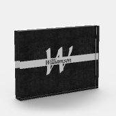 Bloc Photo Monogramme Noir et gris Nom Initiales Cadeau de bu (Gauche)