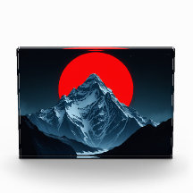 Montagne avec lune rouge