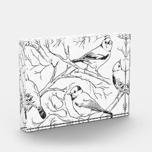 Bloc Photo Motif d'art linéaire minimaliste d'oiseaux nord-am