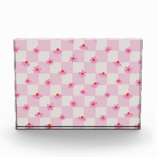 Bloc Photo Motif floral à carreaux de marguerite rose tendre
