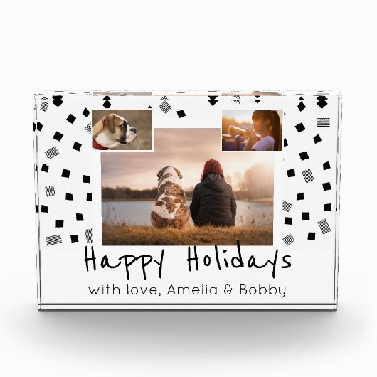 Bloc Photo Motif noir et blanc Joyeuses fêtes Custom 3 (Devant)