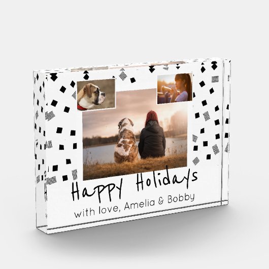Bloc Photo Motif noir et blanc Joyeuses fêtes Custom 3 (Gauche)