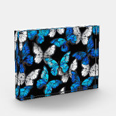 Bloc Photo Motif sans couleur foncée avec papillons bleus Mor (Gauche)