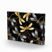 Bloc Photo Motif sans couture avec libellules d'or (Droite)