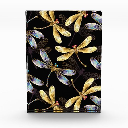 Bloc Photo Motif sans couture avec libellules d'or (Devant)