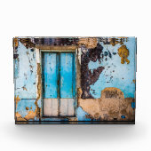 Bloc Photo Mur bleu et porte (Devant)