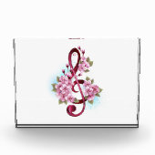 Bloc Photo Musical treble clef notes with sakura flowers (Devant)