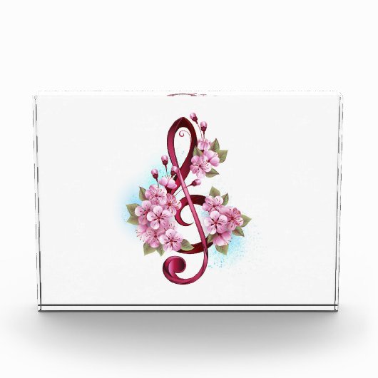 Bloc Photo Musical treble clef notes with sakura flowers (Devant)