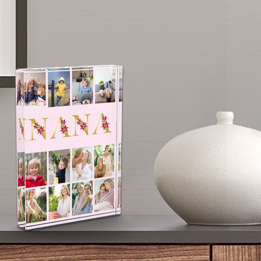 Bloc Photo Nana Gold Floral Letters 12 Collage photo vertical