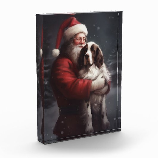 Bloc Photo Noël festif Springer Spaniel Santa Claus (Gauche)