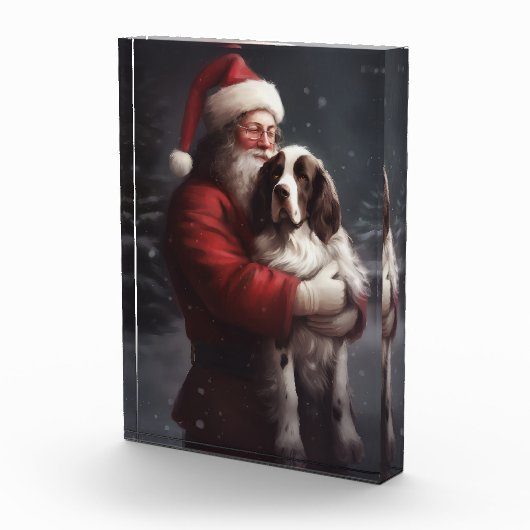 Bloc Photo Noël festif Springer Spaniel Santa Claus (Droite)