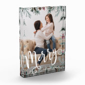 Bloc Photo Noël rustique avec joyeux script et nom (Gauche)