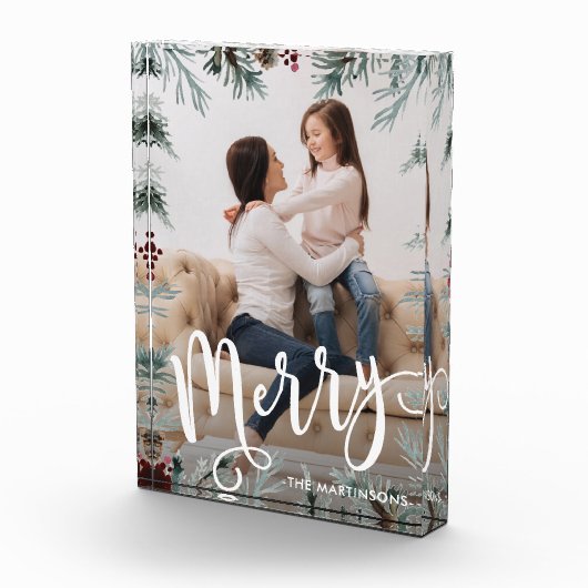 Bloc Photo Noël rustique avec joyeux script et nom (Droite)