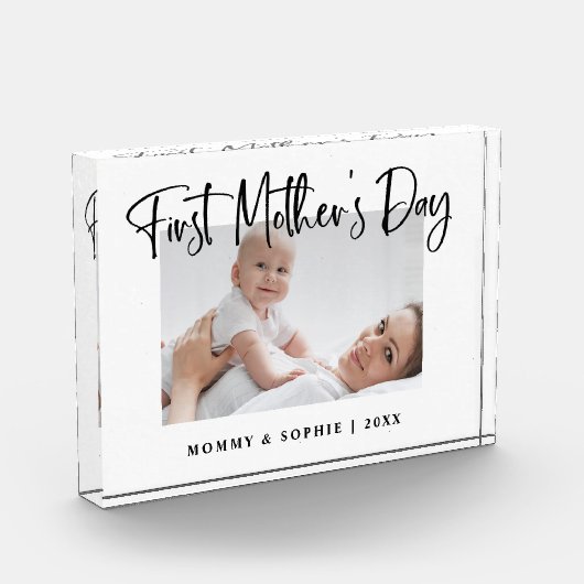 Bloc Photo Noir et blanc| Jour de la première mère de Script  (Gauche)