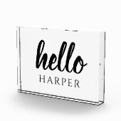 Bloc Photo Noir Et Blanc Minimal Moderne Bonjour Et Vous Nom (Droite)