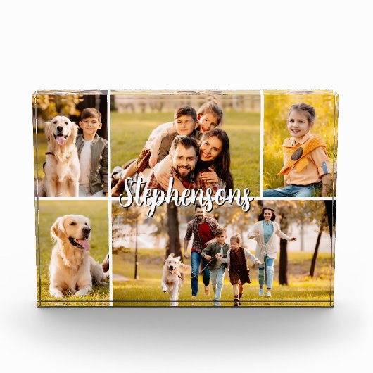 Bloc Photo Nom de famille 5 Photo Collage Script (Devant)