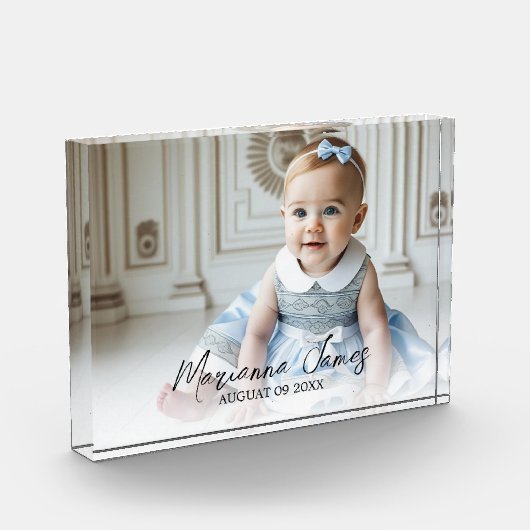 Bloc Photo Nom de script de pépinière Photo bébé (Gauche)