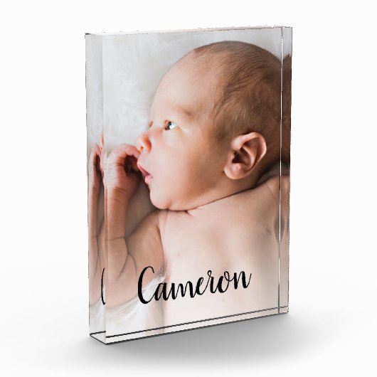Bloc Photo Nom de script moderne Baby Photo verticale (Gauche)
