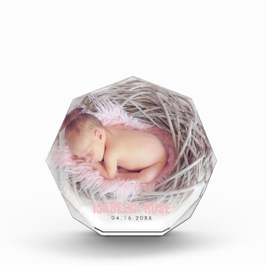 Bloc Photo Nom du bébé rose (Devant)