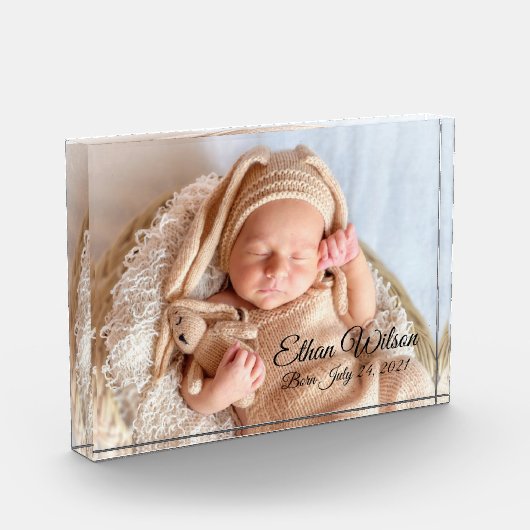 Bloc Photo Nom et date de naissance du nouveau-né (Gauche)