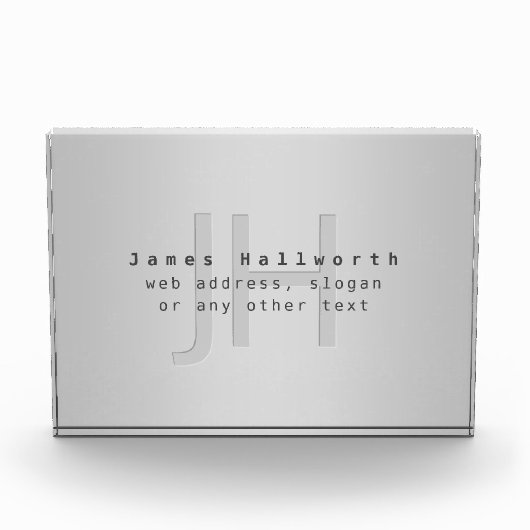 Bloc Photo Nom et Slogan modifiable moderne | Gradient gris (Devant)