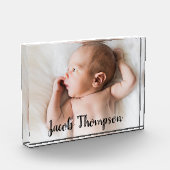 Bloc Photo Nom moderne Script Baby Boy Photo (Gauche)