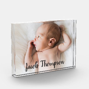 Bloc Photo Nom moderne Script Baby Boy Photo