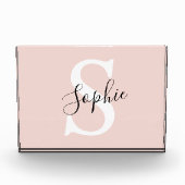 Bloc Photo Nom personnalisé moderne Monogram Pastel Rose (Devant)