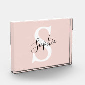 Bloc Photo Nom personnalisé moderne Monogram Pastel Rose (Gauche)