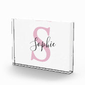 Bloc Photo Nom personnalisé moderne Monogramme rose (Droite)