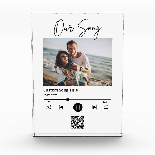 Bloc Photo Notre Chanson Mariage Music Scan QR Code Acrylique (Devant)