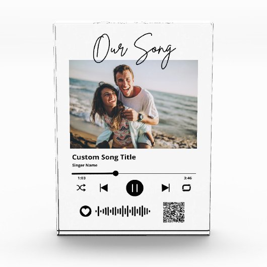 Bloc Photo Notre Chanson Mariage Music Scannable QR Code Acry (Devant)