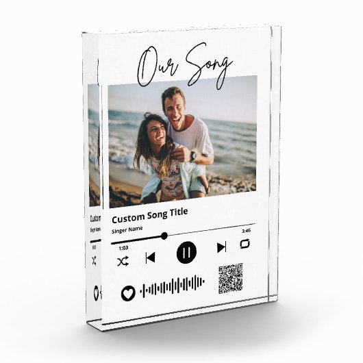 Bloc Photo Notre Chanson Mariage Music Scannable QR Code Acry (Gauche)